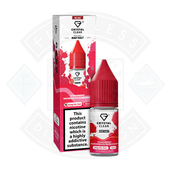 Crystal Clear Bar Nic Salt 10ml Strawberry Watermelon Bubblegum