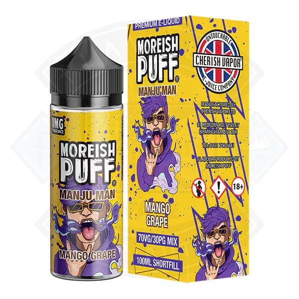 Moreish Puff Manju Man Mango Grape 100ml 0mg shortfill e-liquid