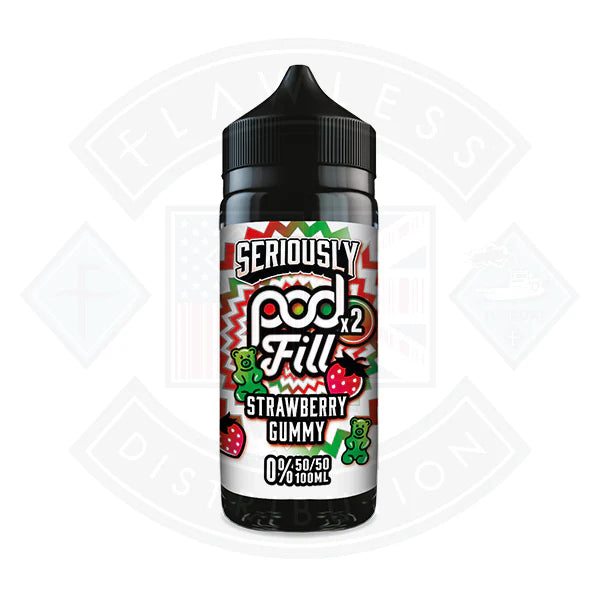 Doozy Vape Seriously Pod Fill X2 Strawberry Gummy 0mg 100ml Shortfill