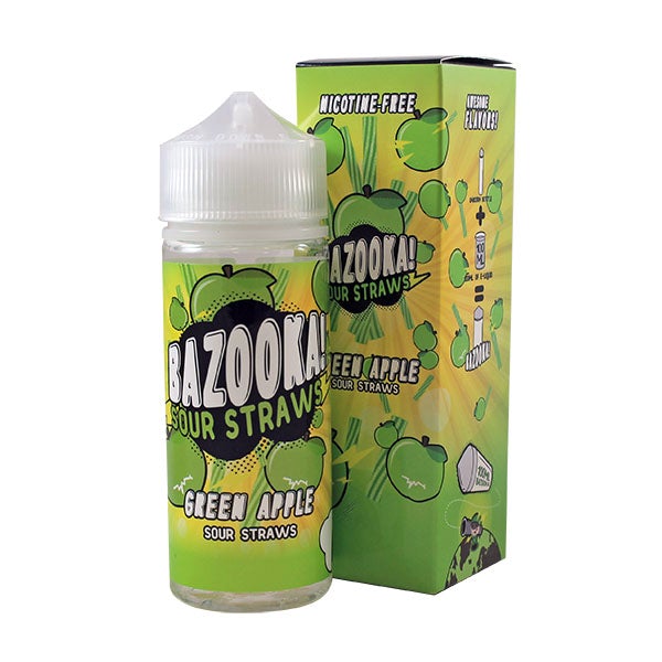 Bazooka Sour Straws Green Apple 0mg 100ml Shortfill