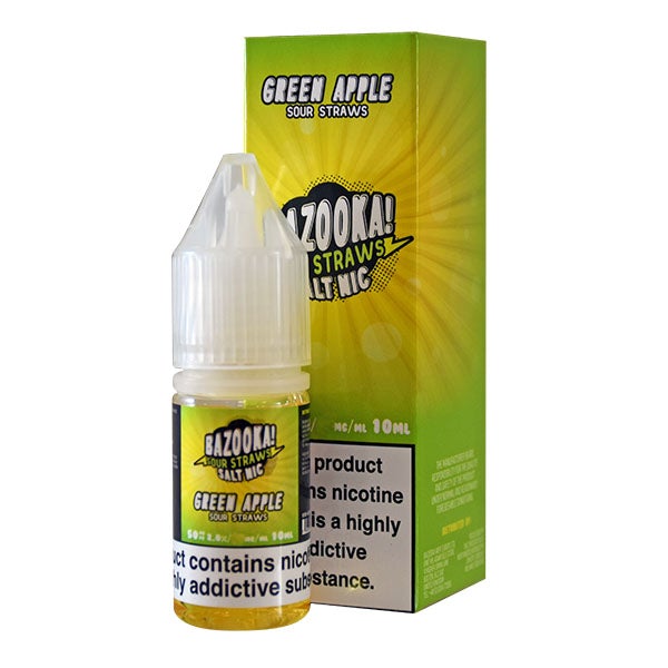 Bazooka Sour Straws Salt Nic Green Apple 10ml
