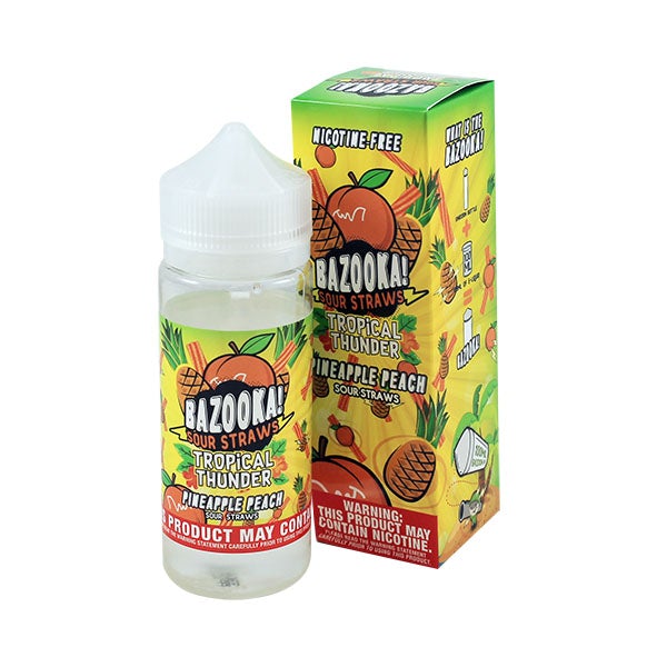 Bazooka Sour Straws - Tropical Thunder Pineapple Peach 0mg 100ml Shortfill