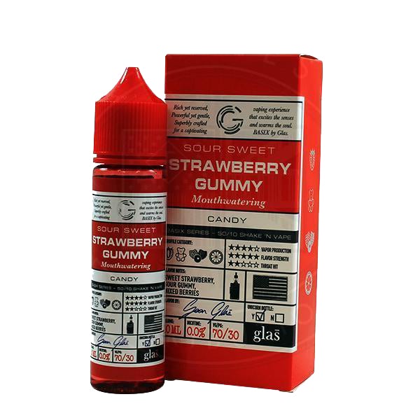 Basix Series Candy Sweet Sour Strawberry Gummy by Glas 0mg 50ml E Liquid